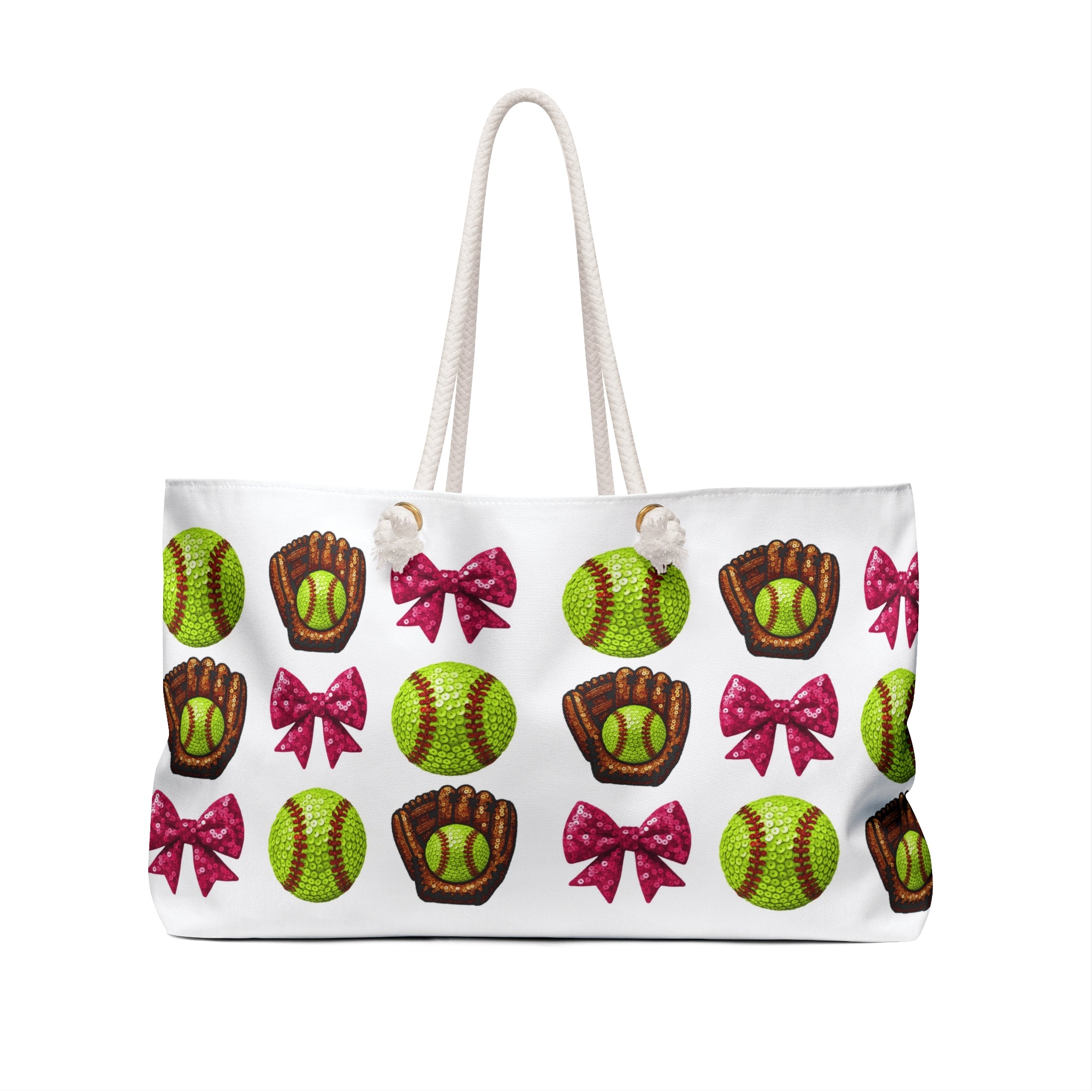 Softball & Pink Bows Weekender Bag