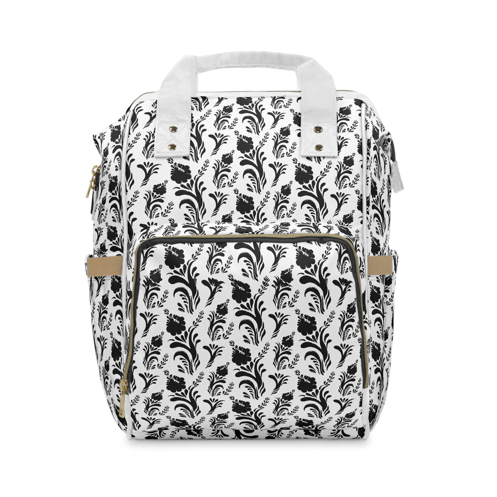 Black Floral Diaper Backpack