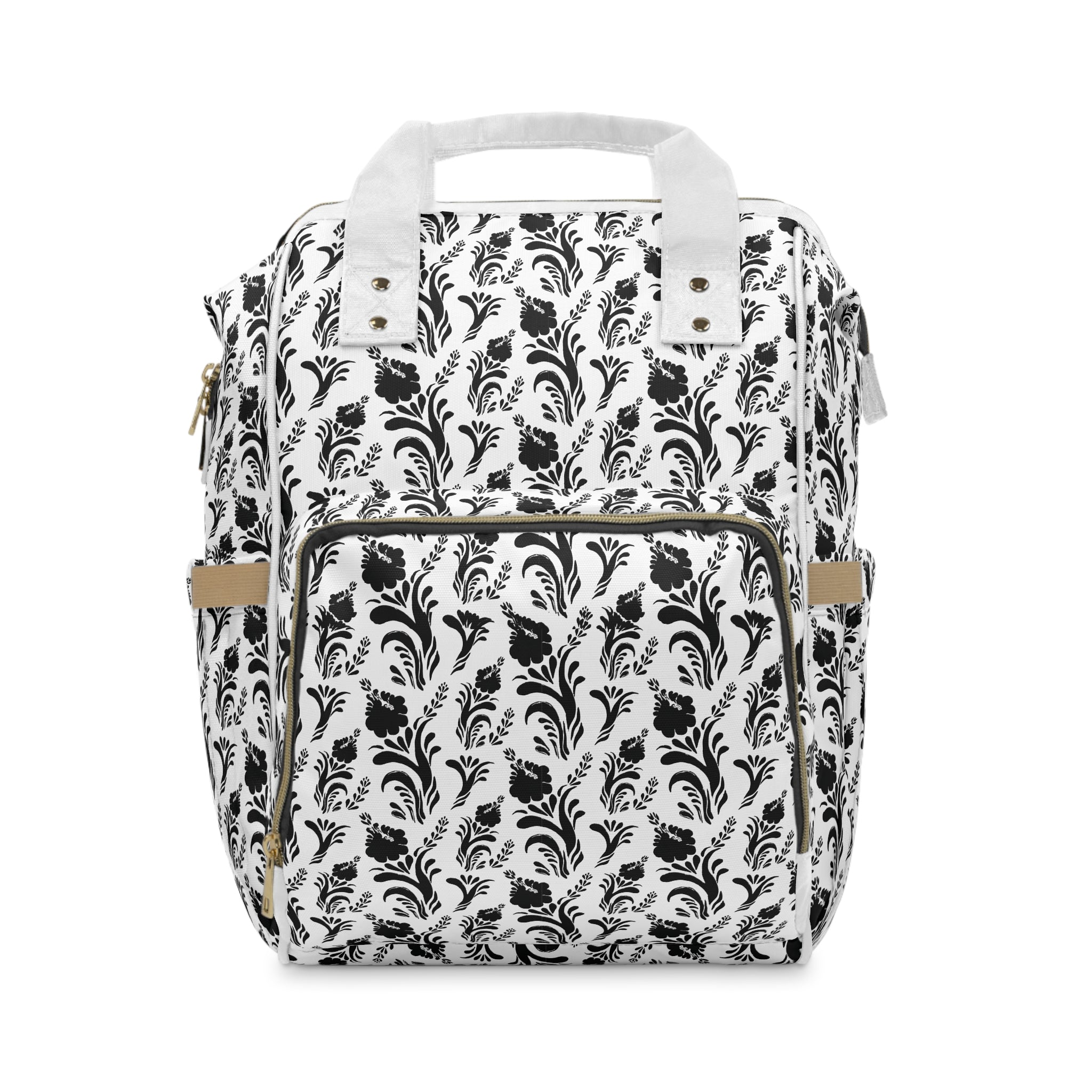 Black Floral Diaper Backpack