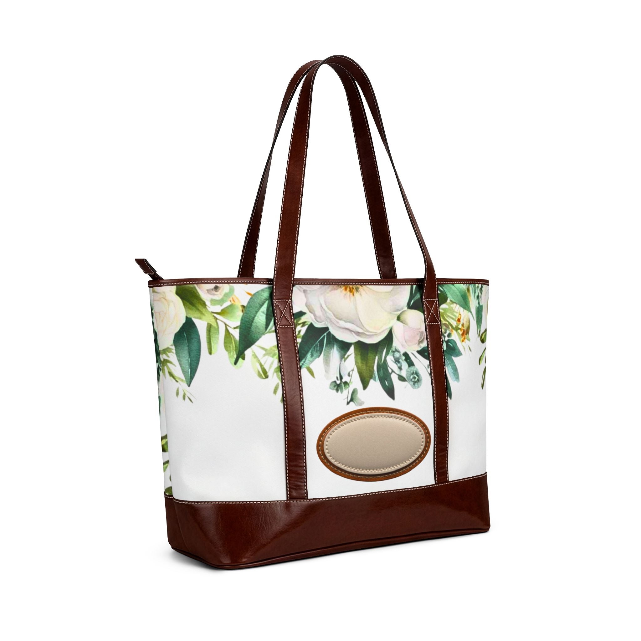 Personalized White Magnolia Shoulder Bag