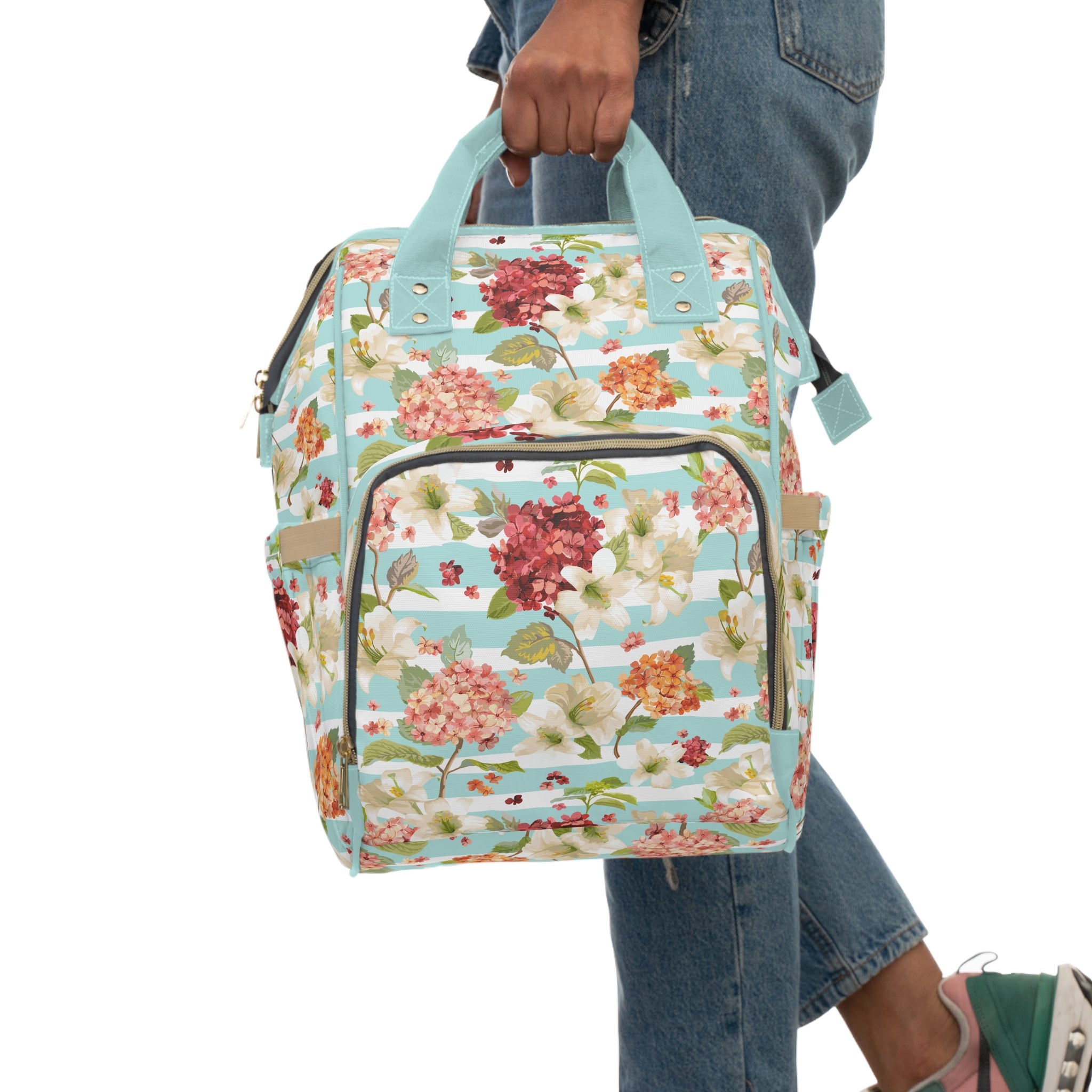 Floral Stripe Diaper Backpack