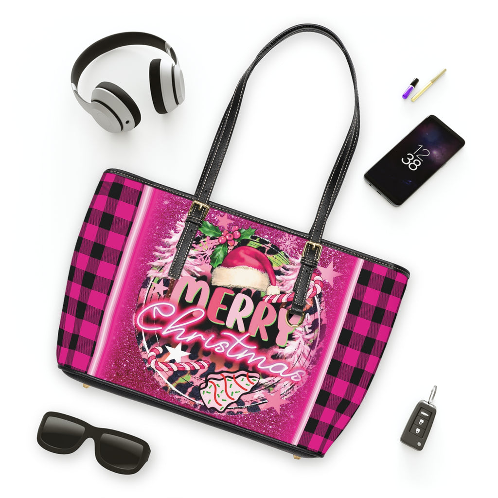 Merry Christmas Pink Plaid Bag