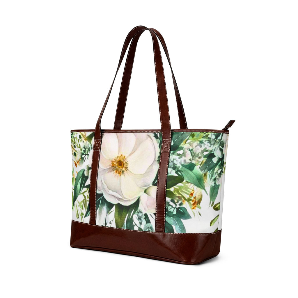 Personalized White Magnolia Shoulder Bag