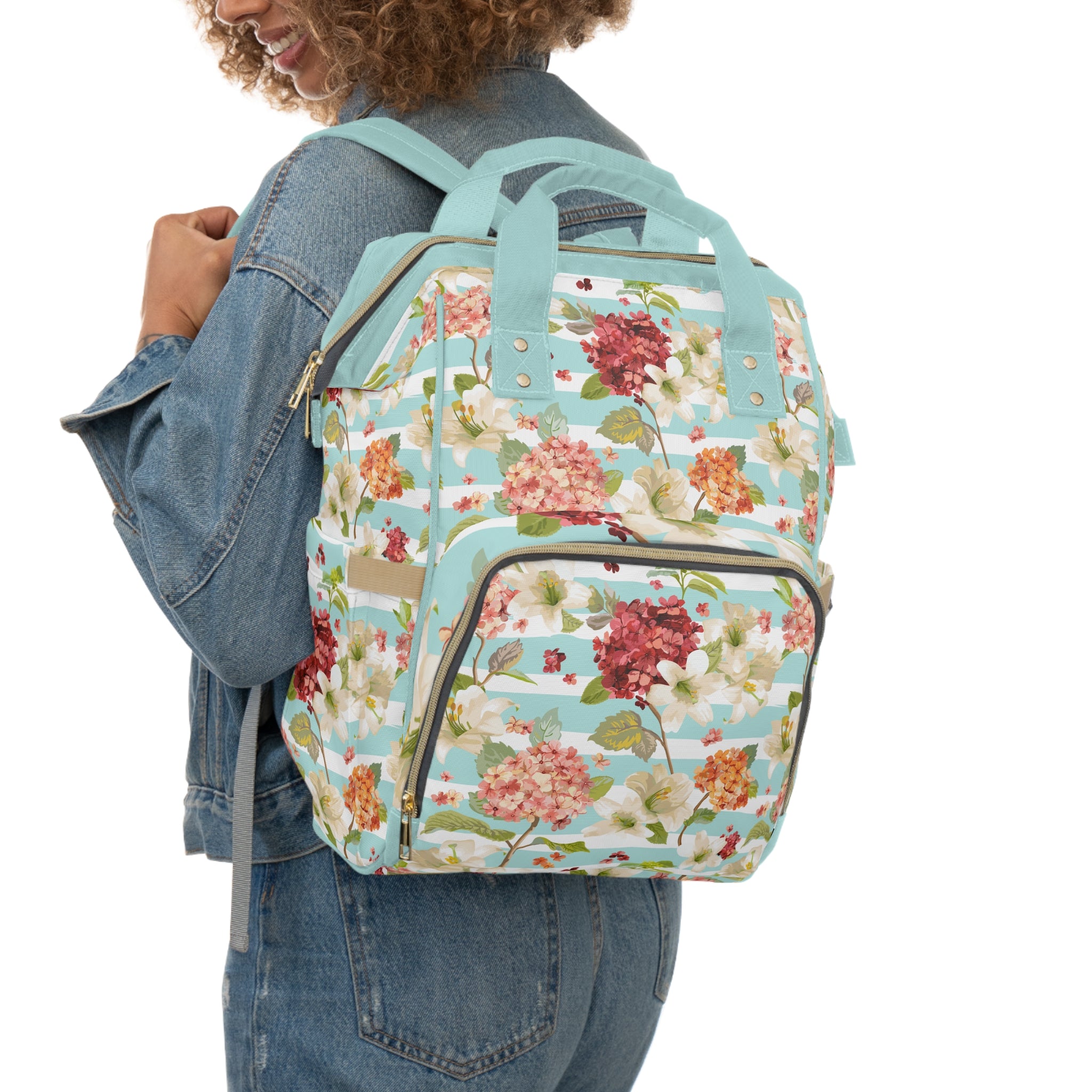 Floral Stripe Diaper Backpack