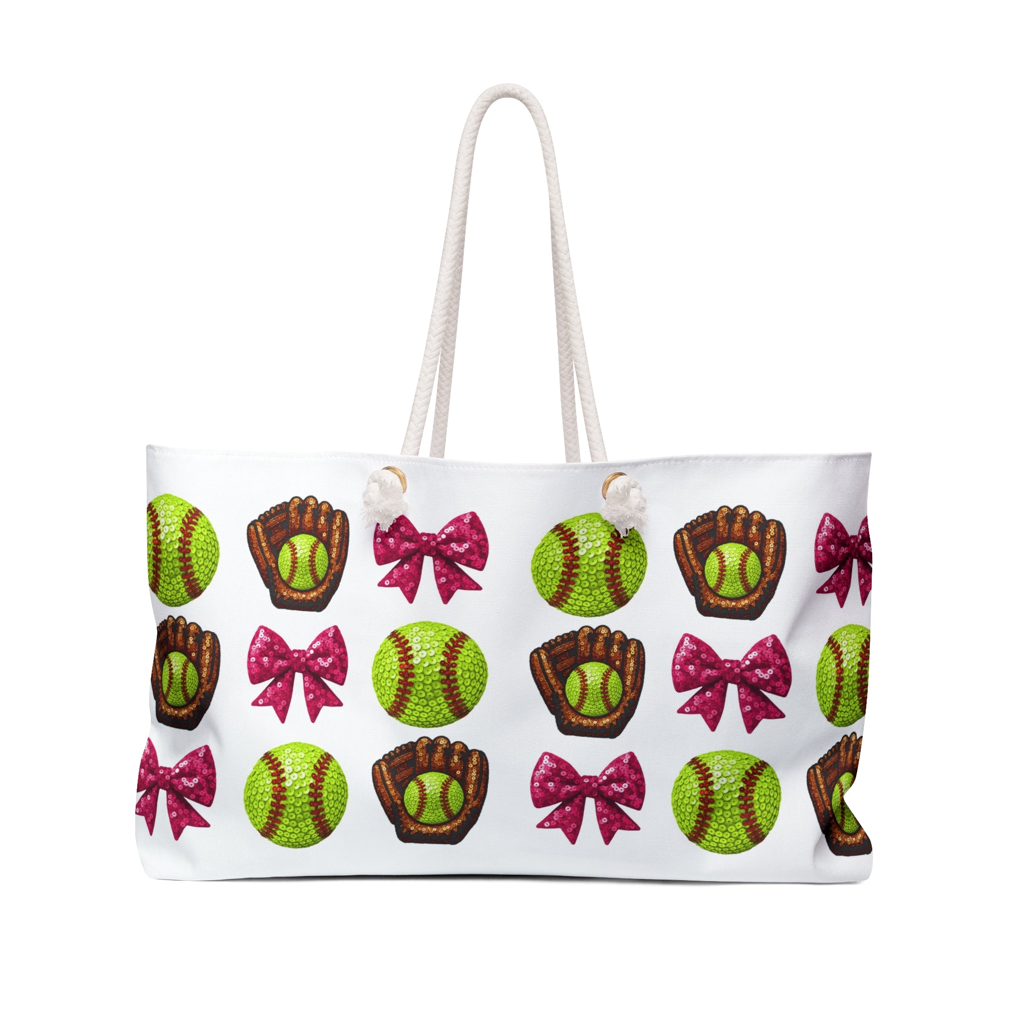 Softball & Pink Bows Weekender Bag