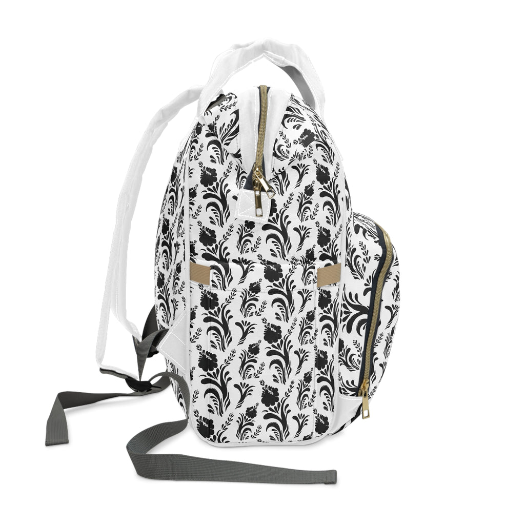 Black Floral Diaper Backpack