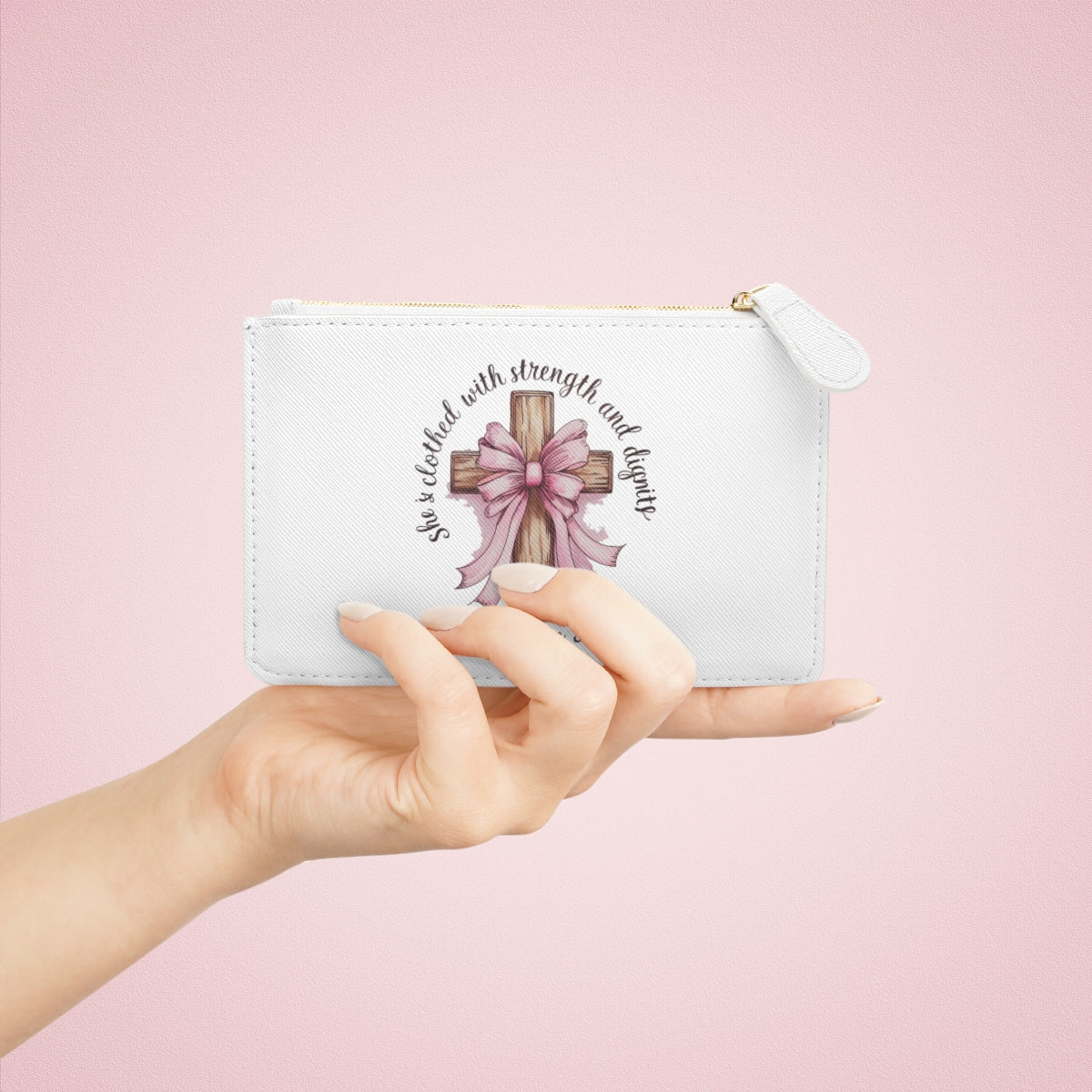 “She Is Clothed” Mini Clutch