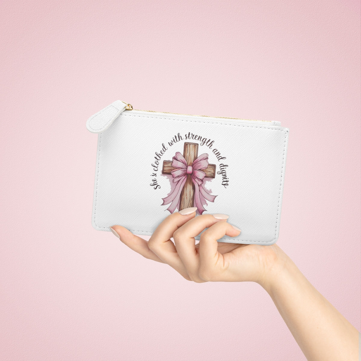 “She Is Clothed” Mini Clutch
