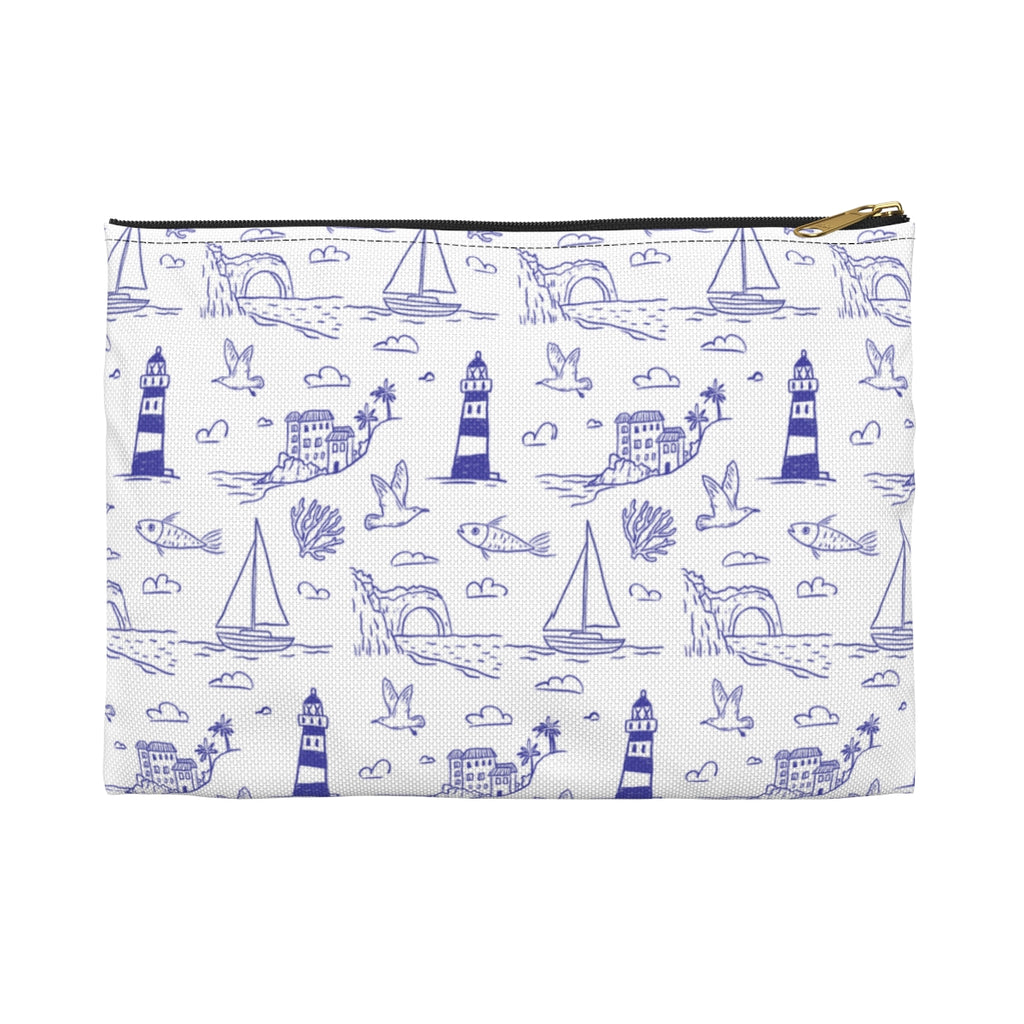 Nautical Whale & Lighthouse Accessory Pouch