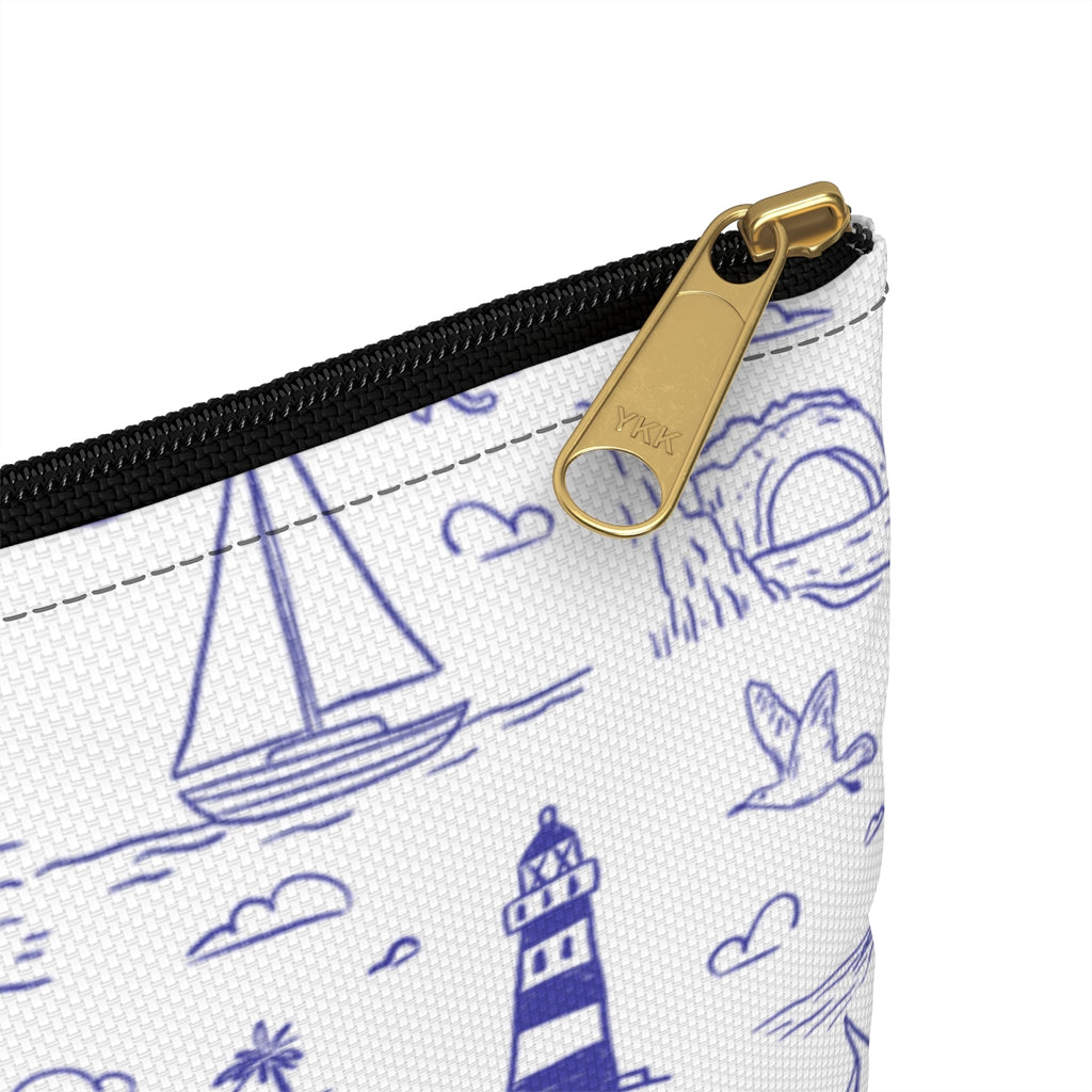 Nautical Whale & Lighthouse Accessory Pouch
