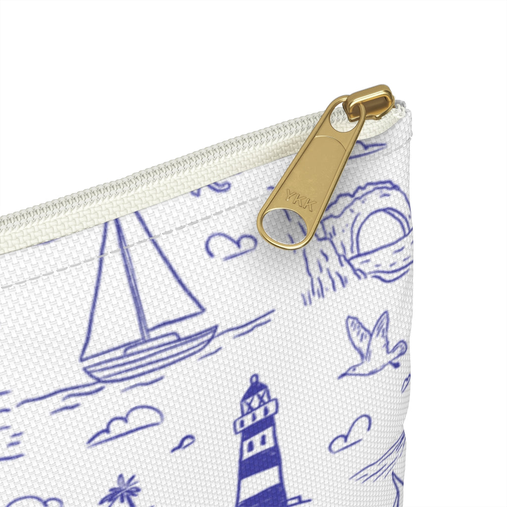 Nautical Whale & Lighthouse Accessory Pouch