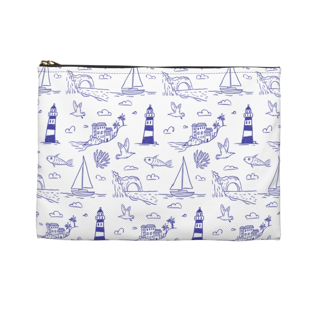 Nautical Whale & Lighthouse Accessory Pouch