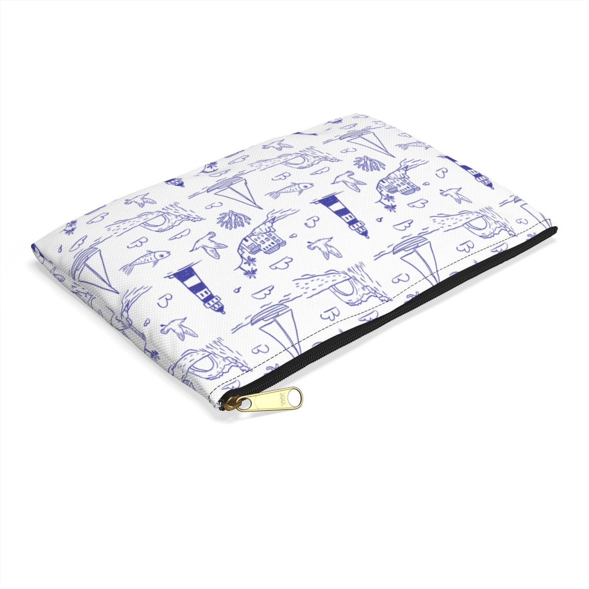 Nautical Whale & Lighthouse Accessory Pouch