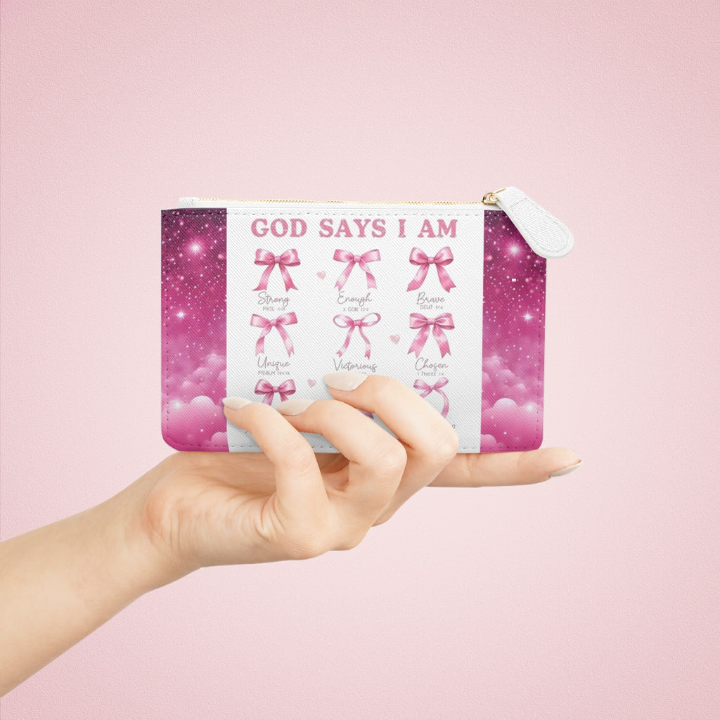"God Says I Am" Pink Mini Clutch