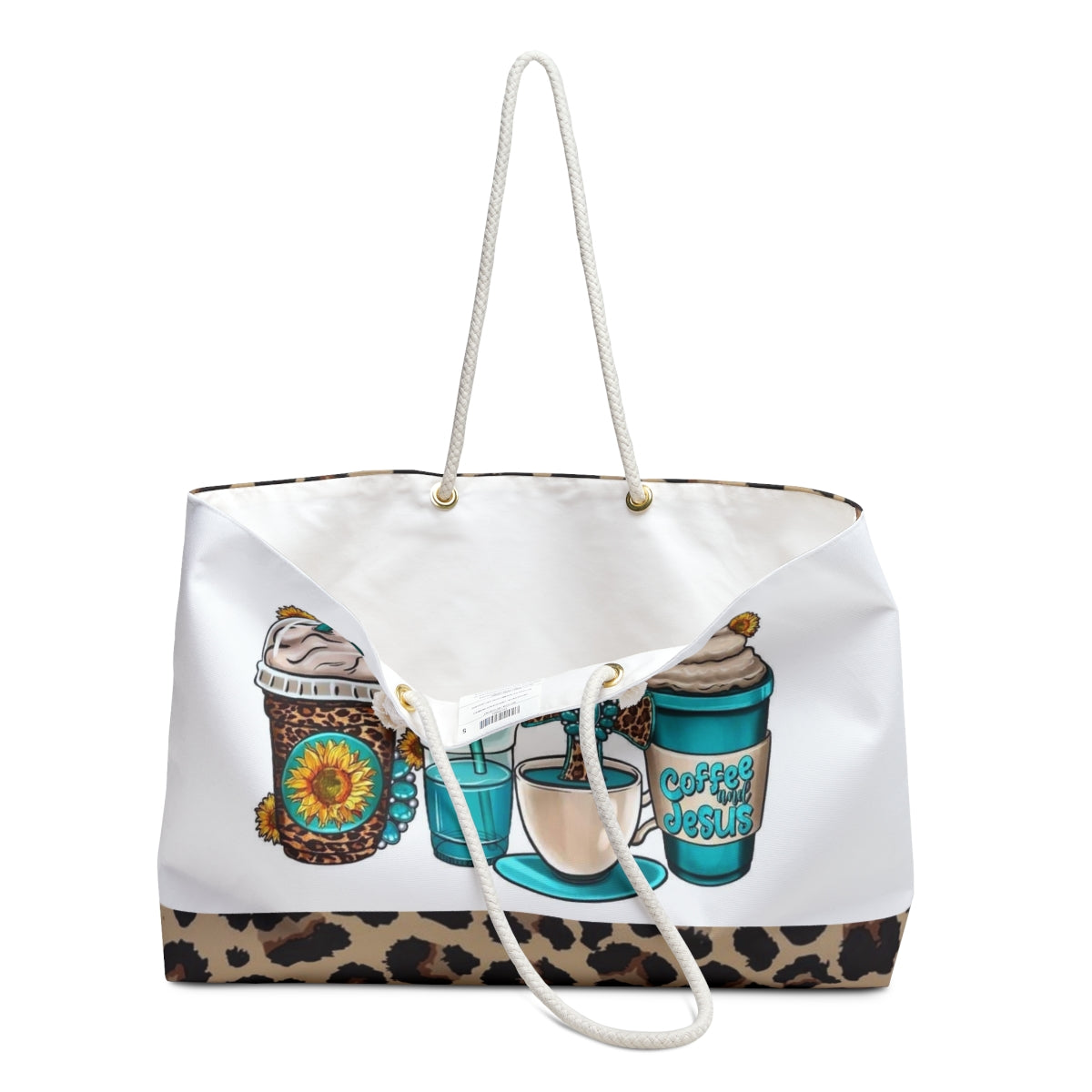 Coffee and Jesus Leopard Print Weekender Bag