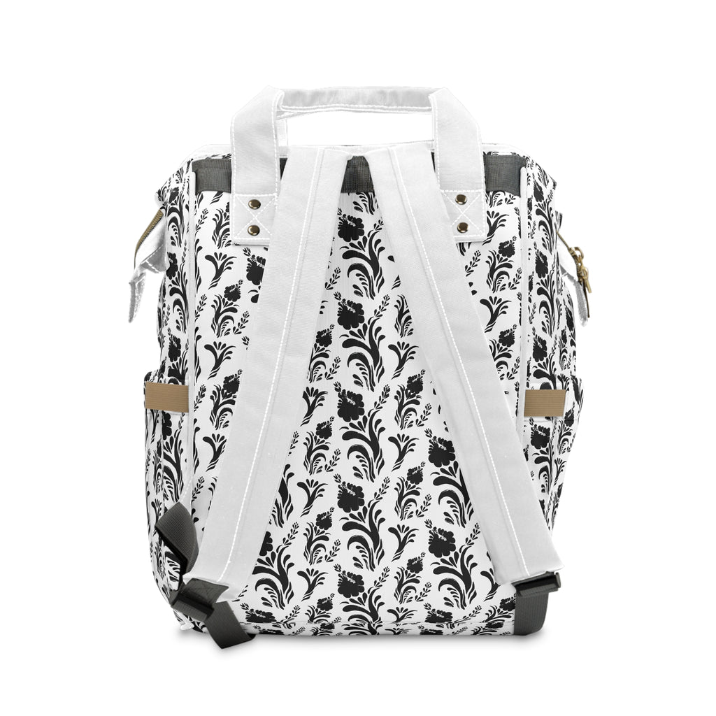 Black Floral Diaper Backpack