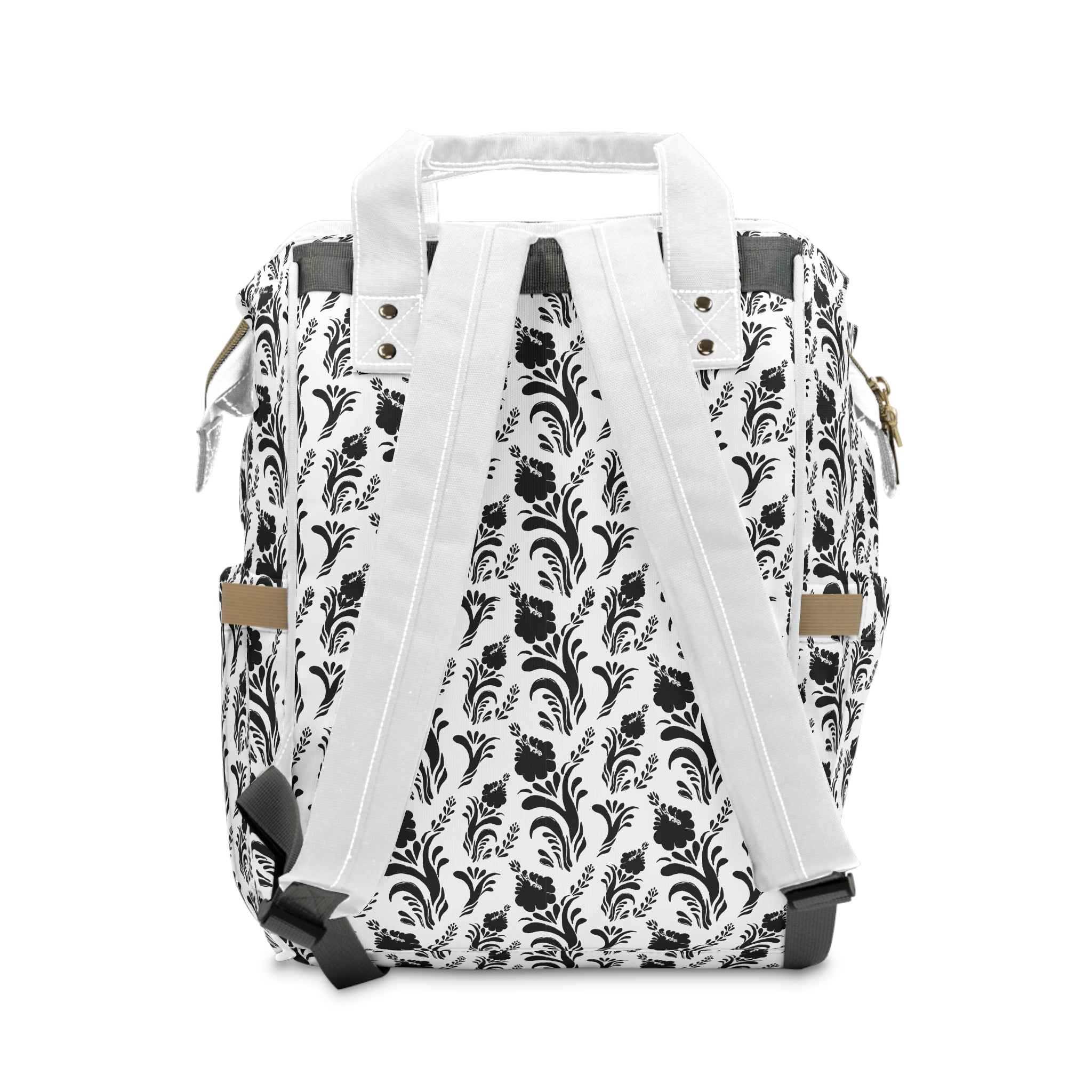 Black Floral Diaper Backpack