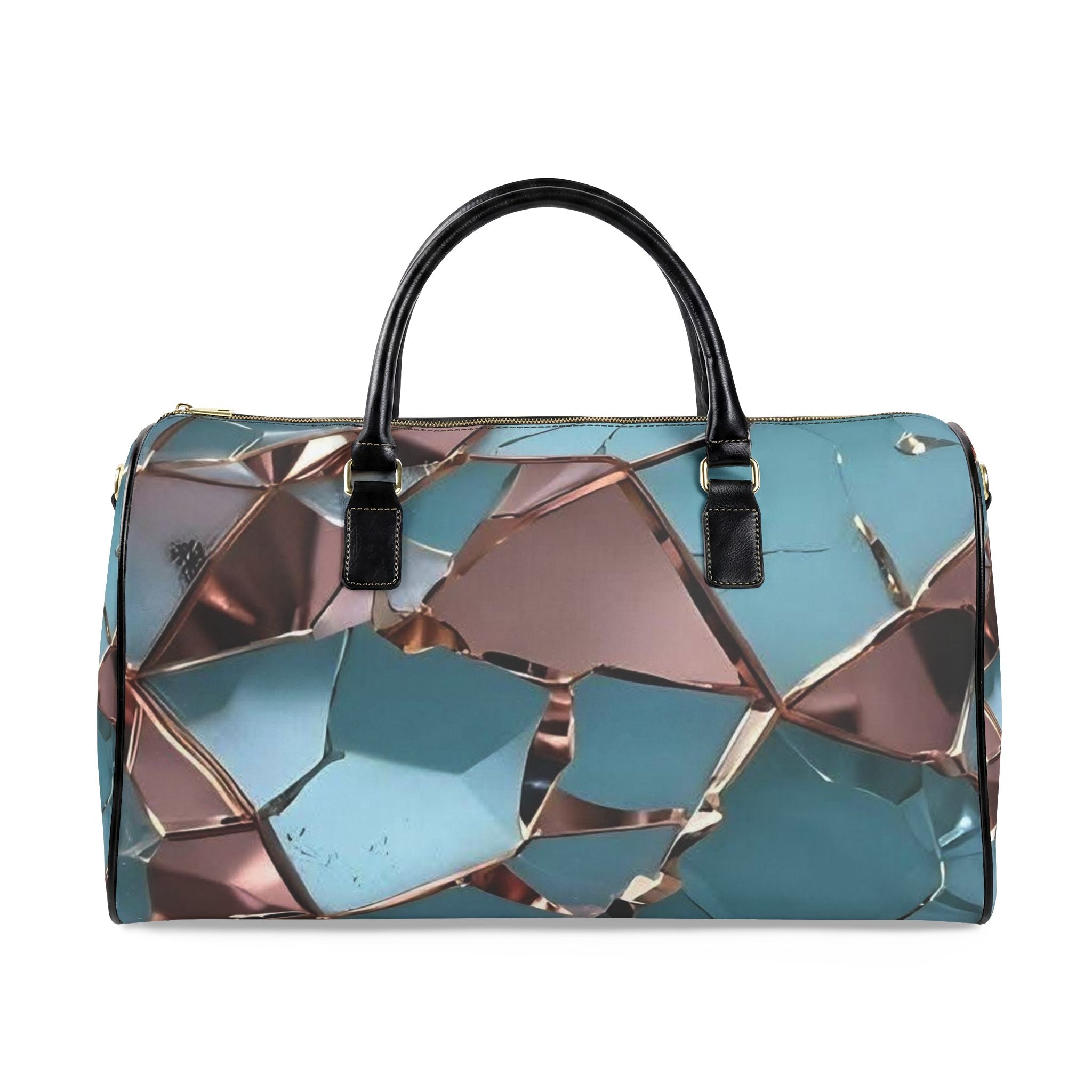 Teal & Rose Gold Geometric Weekender