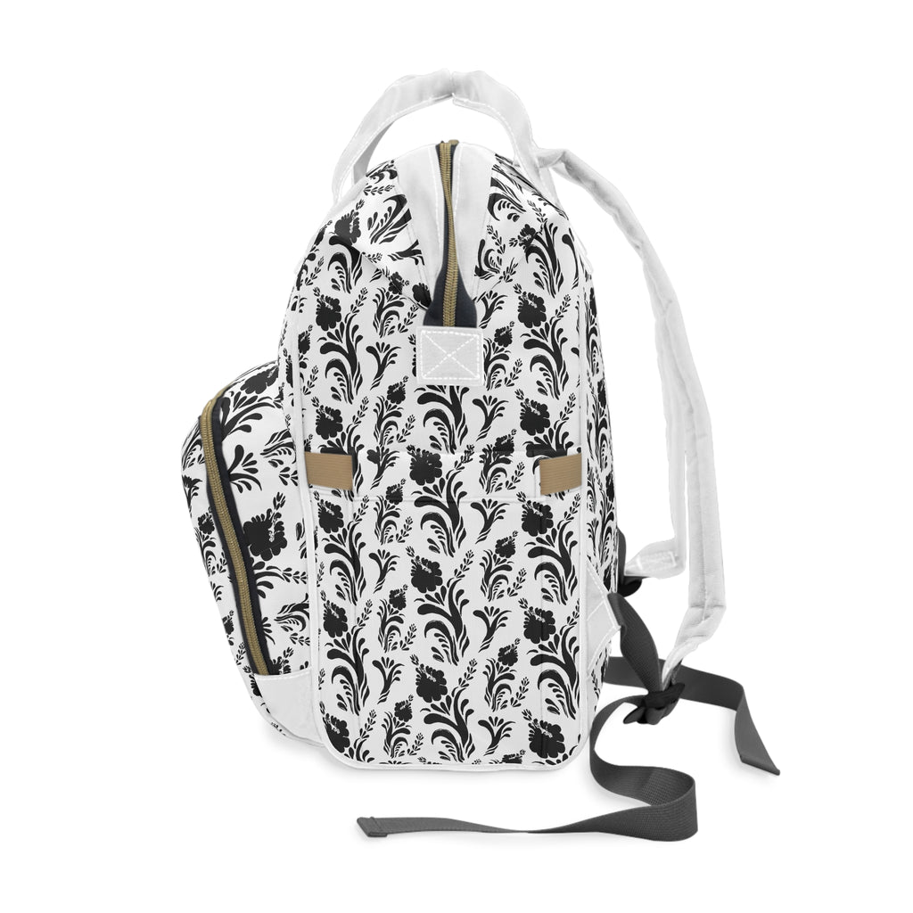 Black Floral Diaper Backpack