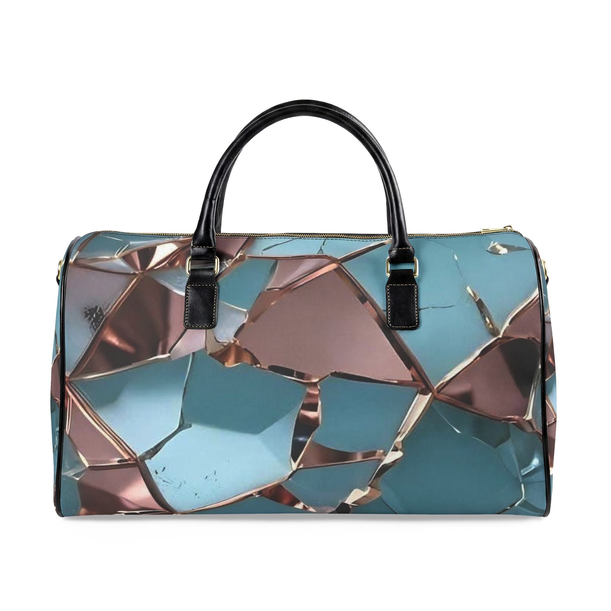 Teal & Rose Gold Geometric Weekender