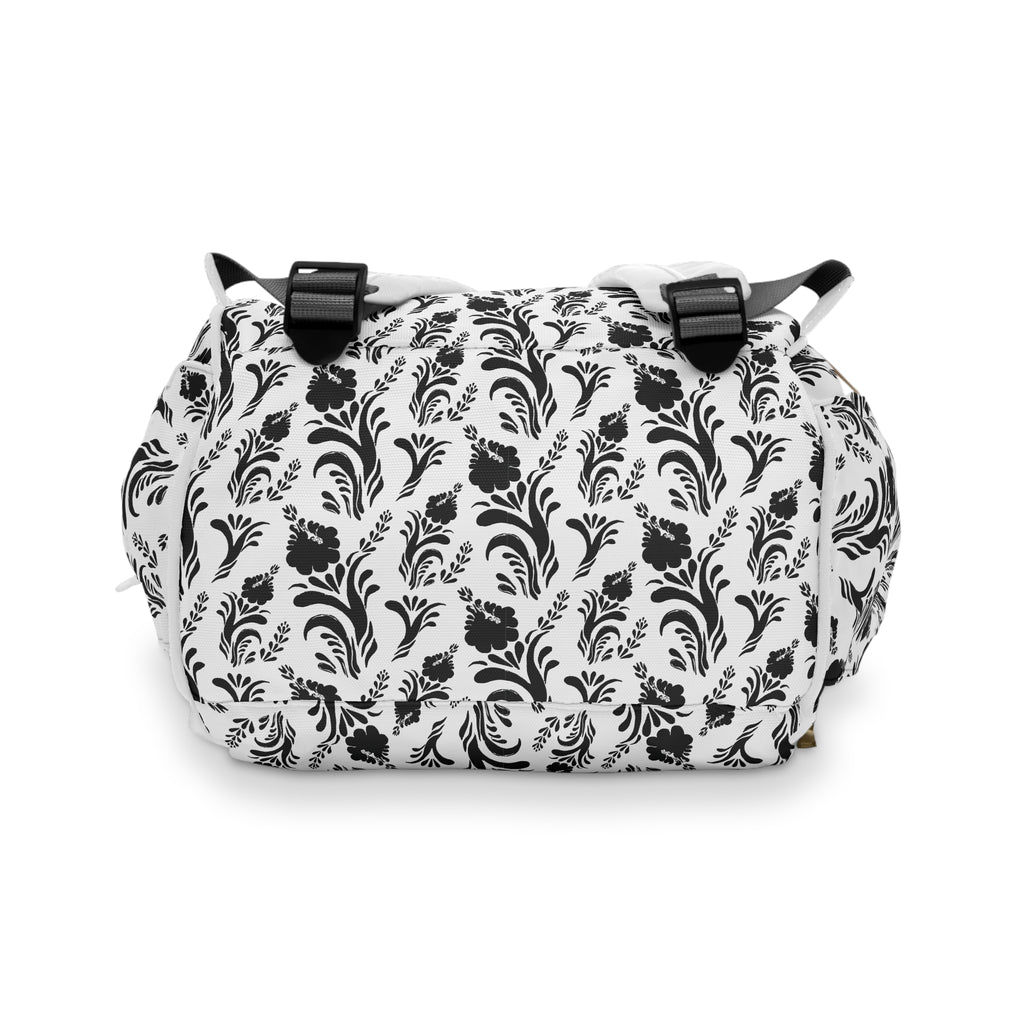 Black Floral Diaper Backpack