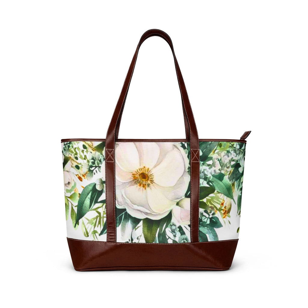 Personalized White Magnolia Shoulder Bag
