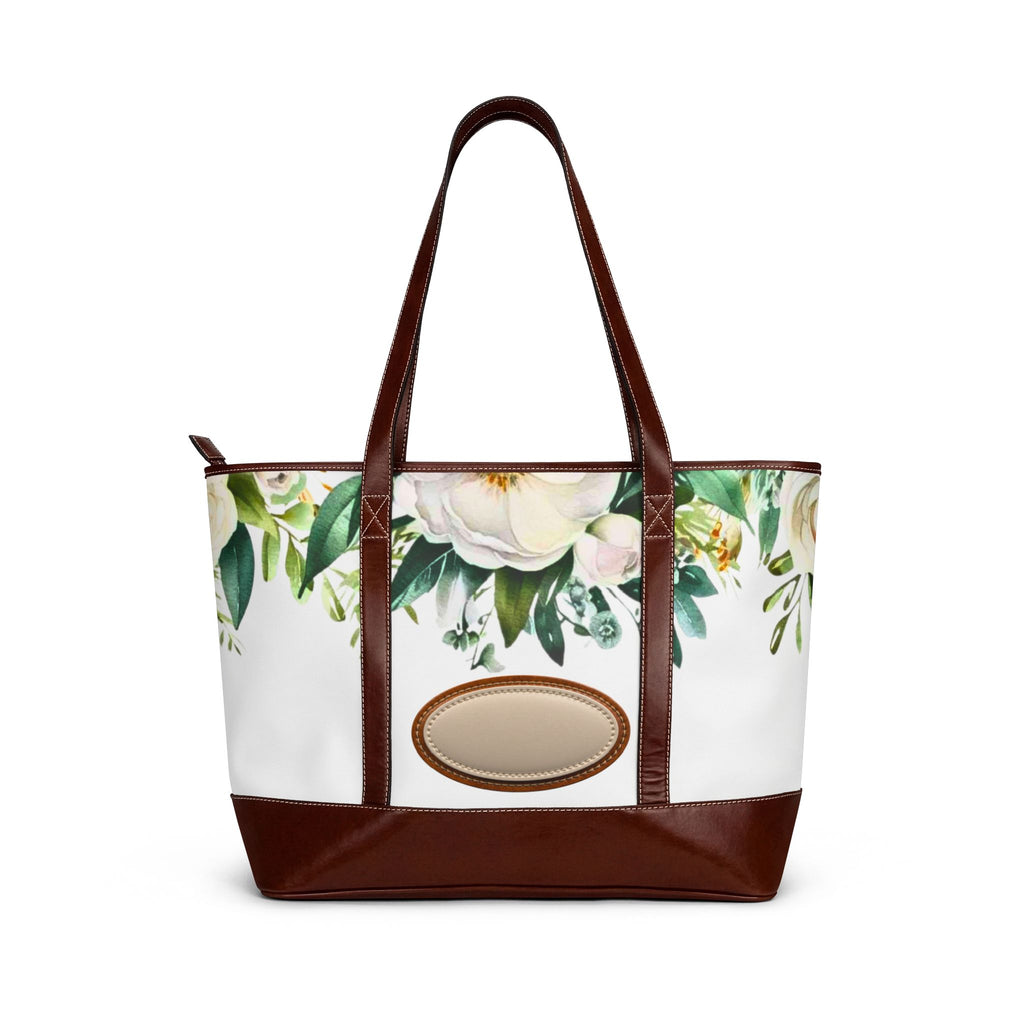 Personalized White Magnolia Shoulder Bag