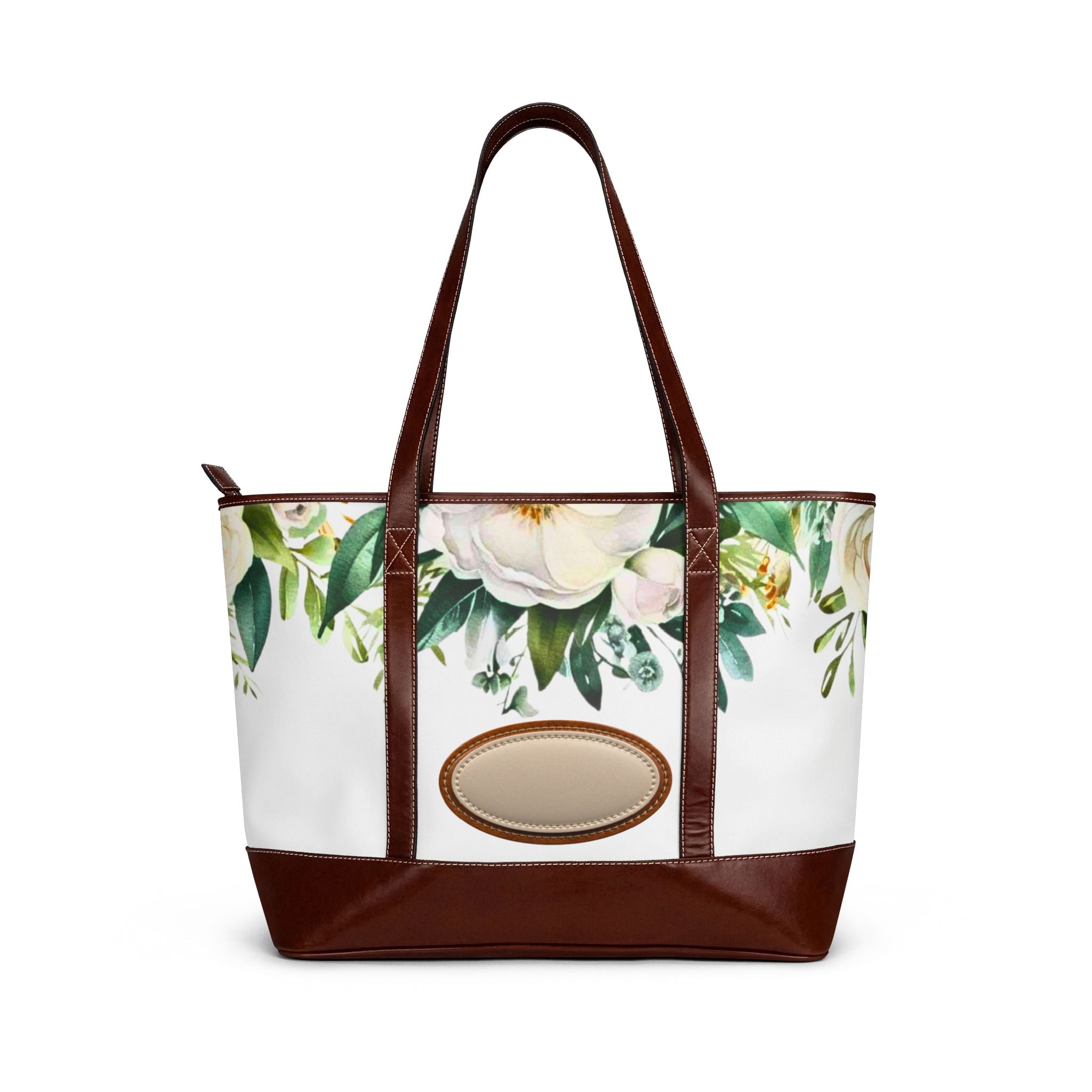 Personalized White Magnolia Shoulder Bag