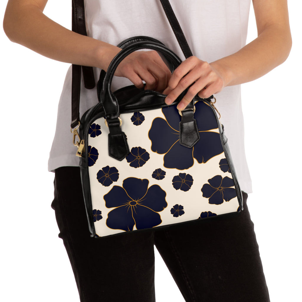 Navy & Gold Poppy Handbag