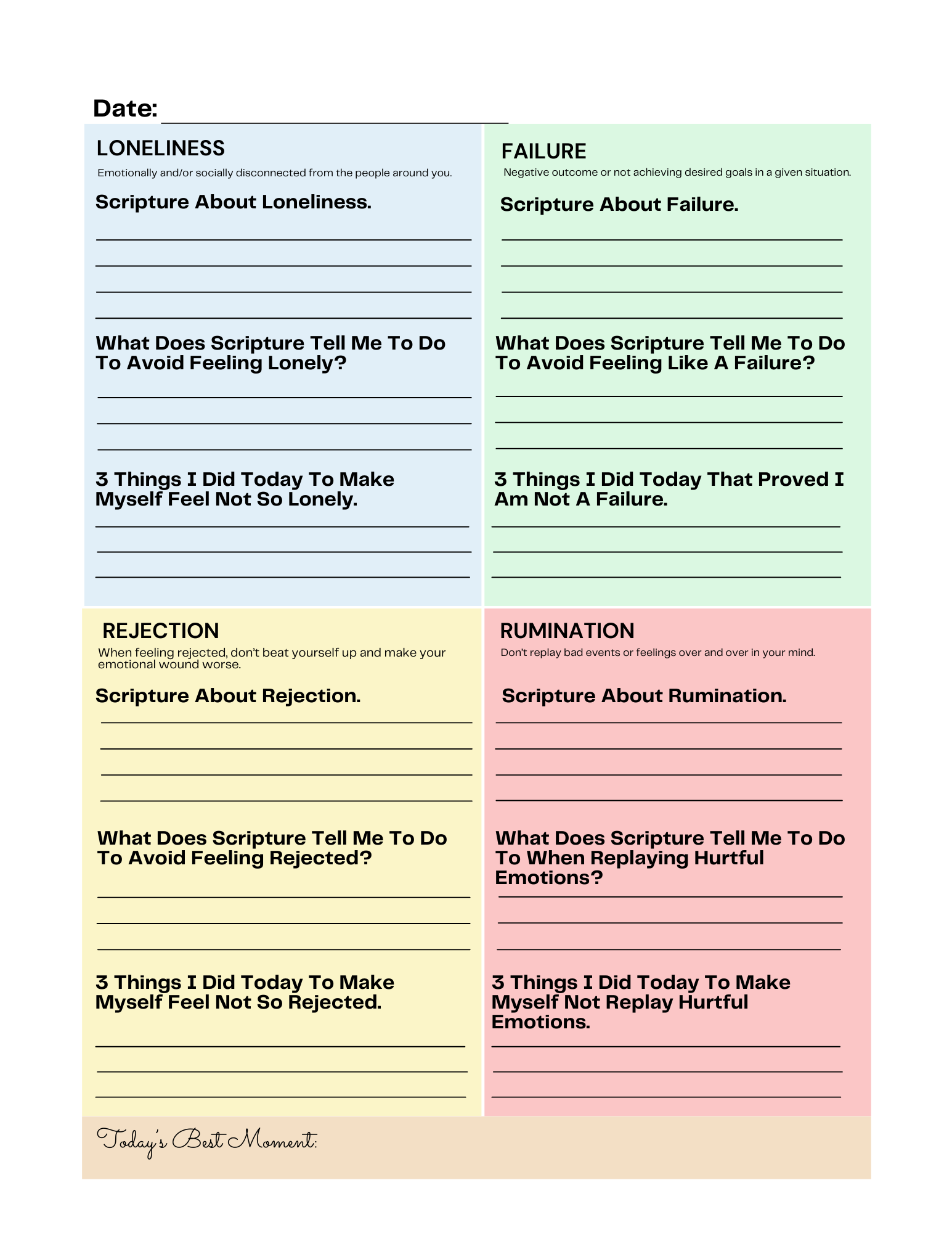 Emotional Reconciliation Worksheet